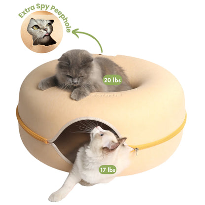 CATTASAURUS Peekaboo Cat Cave Tunnel Bed for Large & Multiple Cats