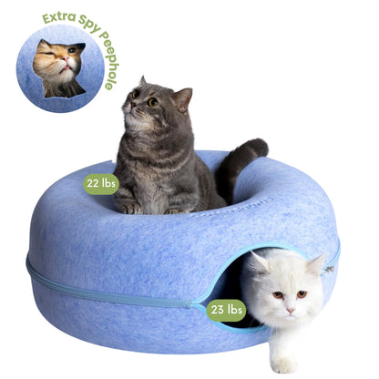 CATTASAURUS Peekaboo Cat Cave Tunnel Bed for Large & Multiple Cats