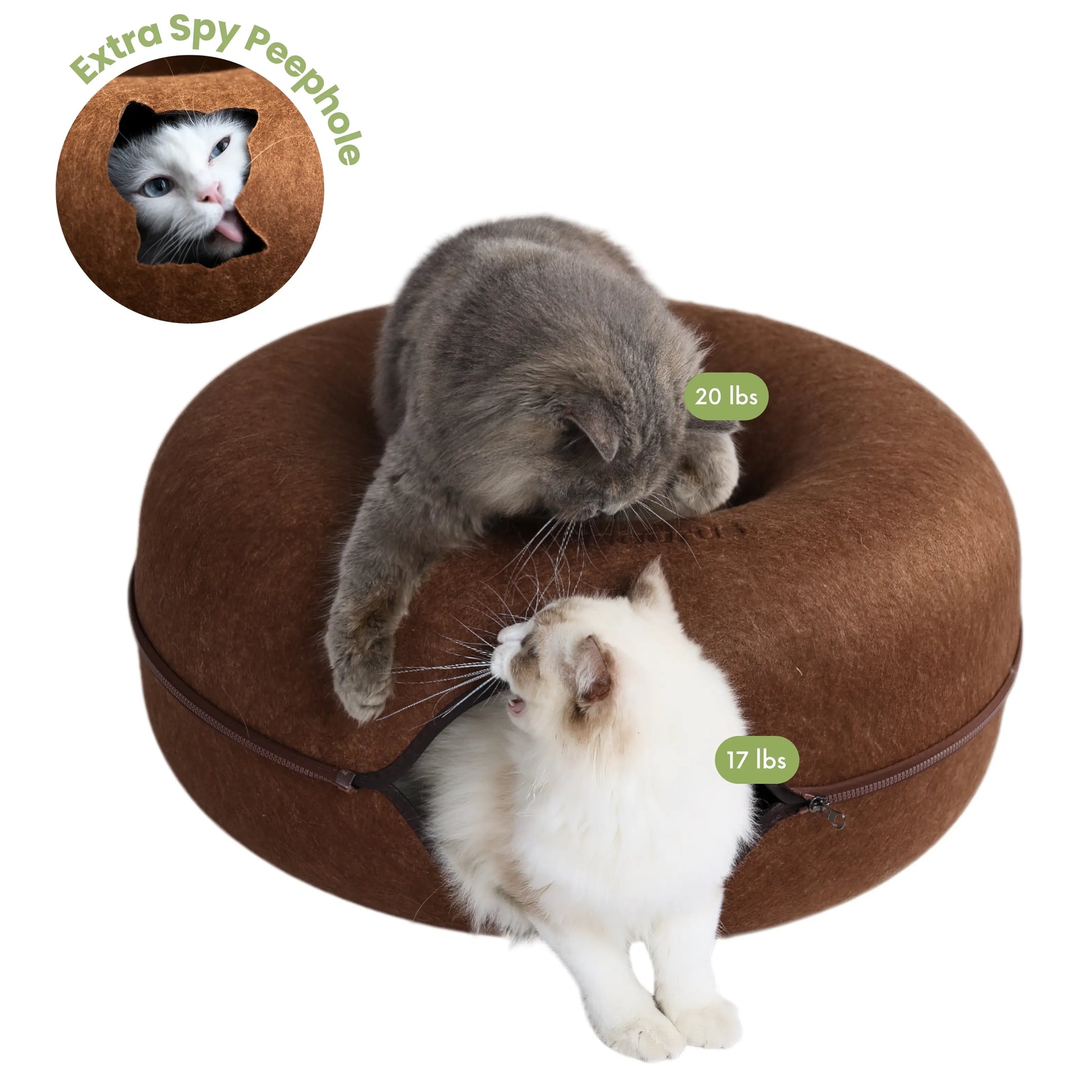 CATTASAURUS Peekaboo Cat Cave Tunnel Bed for Large & Multiple Cats