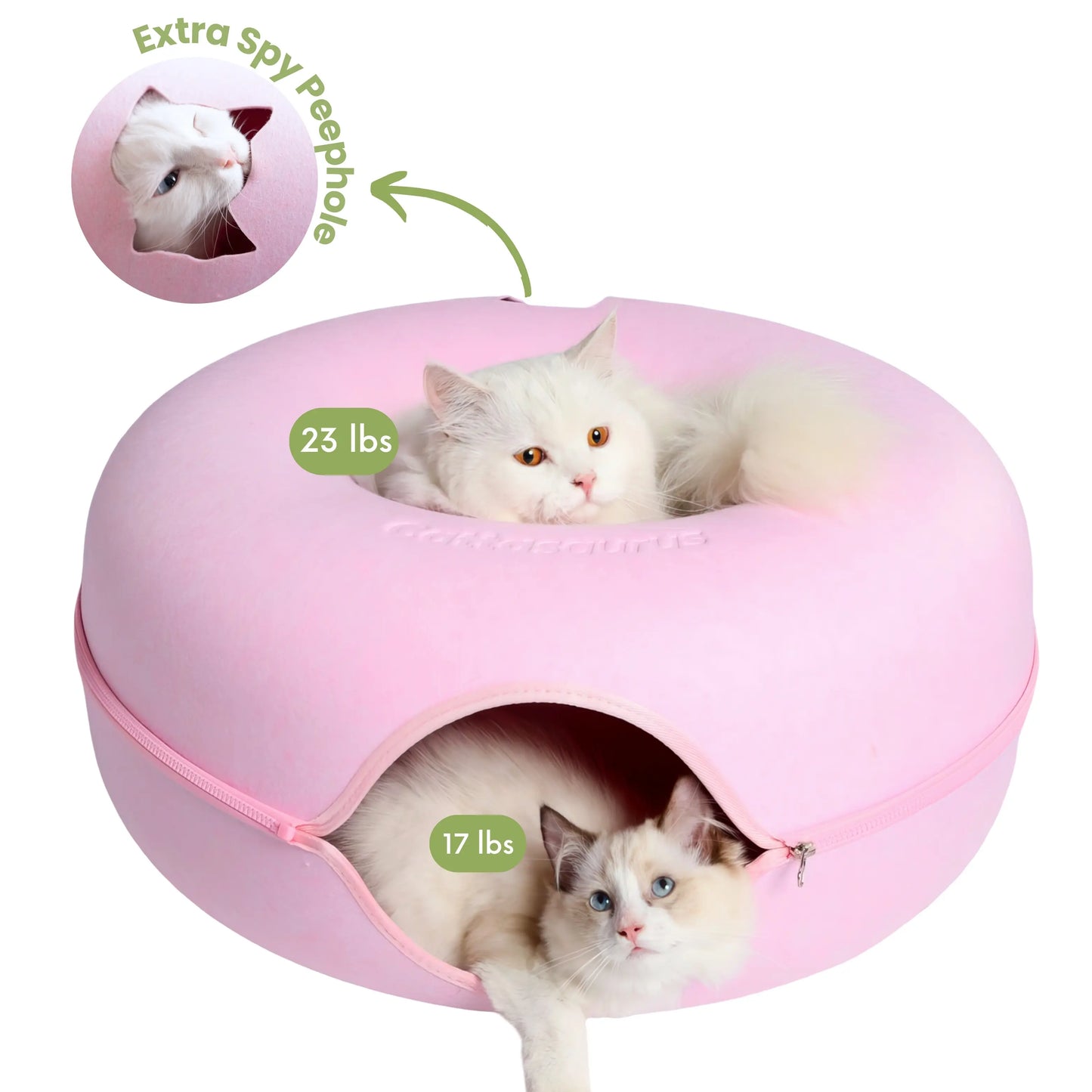 CATTASAURUS Peekaboo Cat Cave Tunnel Bed for Large & Multiple Cats
