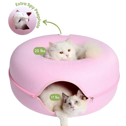 CATTASAURUS Peekaboo Cat Cave Tunnel Bed for Large & Multiple Cats