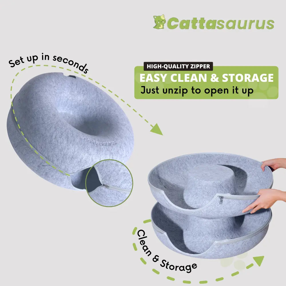 CATTASAURUS Peekaboo Cat Cave Tunnel Bed for Large & Multiple Cats